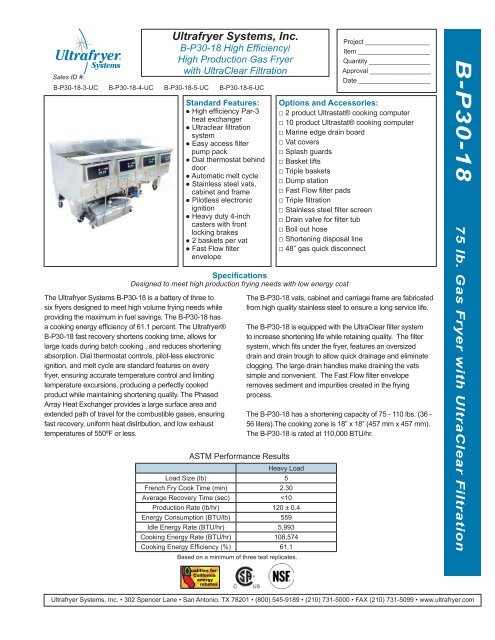 B-P30-18 - Ultrafryer Systems