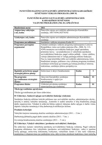 Seniūnijų programos - Panevėžio rajono savivaldybė