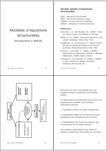 Mod`eles d'équations structurelles - Statistique pour sciences sociales