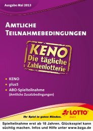 Amtliche Teilnahmebedingungen KENO - LOTTO Bayern