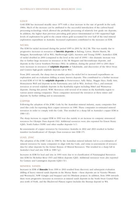 australia's identified mineral resources 2004 - Geoscience Australia