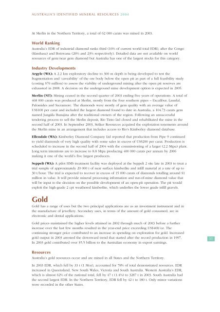 australia's identified mineral resources 2004 - Geoscience Australia