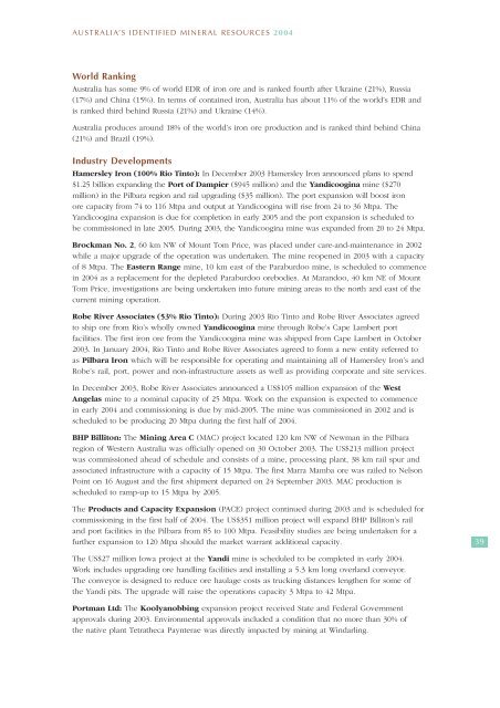 australia's identified mineral resources 2004 - Geoscience Australia