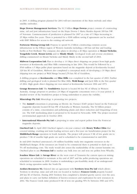 australia's identified mineral resources 2004 - Geoscience Australia