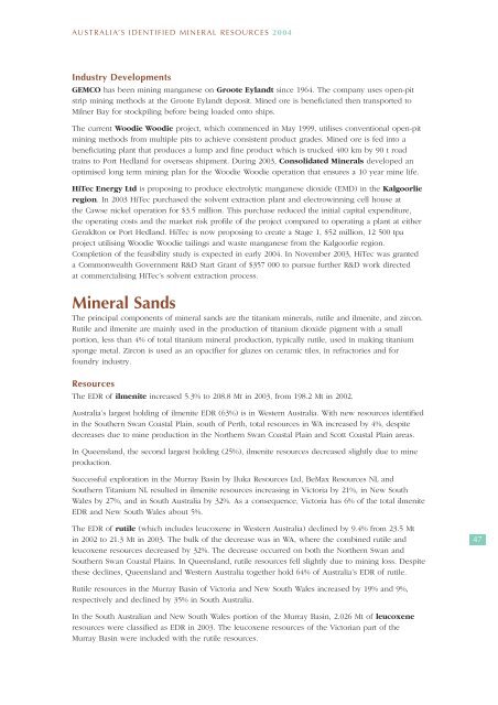 australia's identified mineral resources 2004 - Geoscience Australia