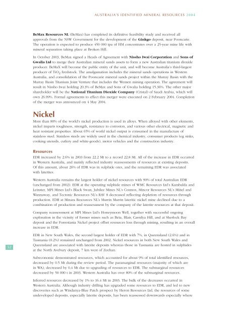 australia's identified mineral resources 2004 - Geoscience Australia