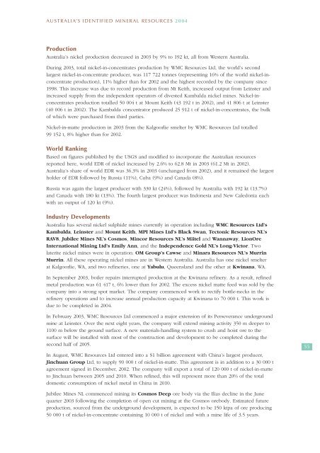 australia's identified mineral resources 2004 - Geoscience Australia