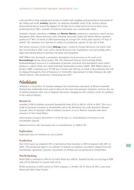 australia's identified mineral resources 2004 - Geoscience Australia