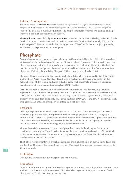 australia's identified mineral resources 2004 - Geoscience Australia