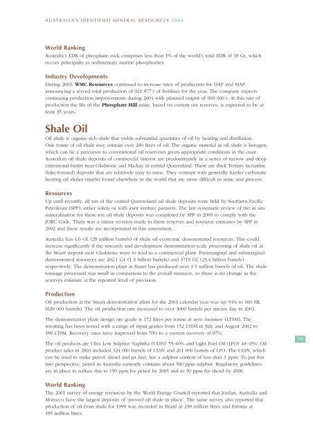 australia's identified mineral resources 2004 - Geoscience Australia