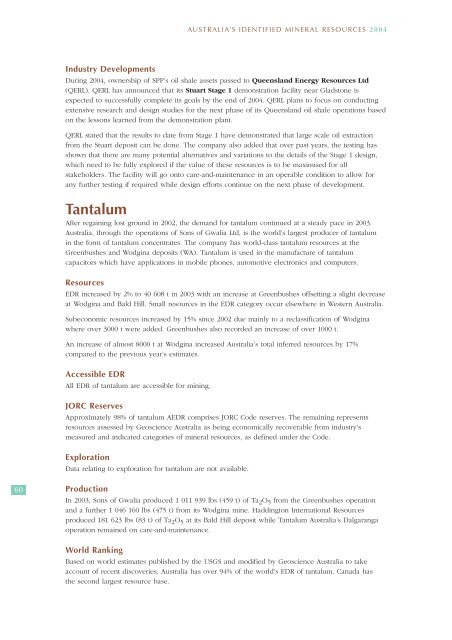 australia's identified mineral resources 2004 - Geoscience Australia