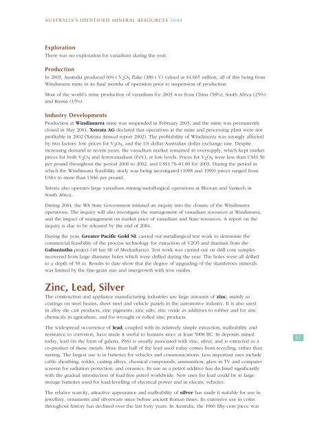 australia's identified mineral resources 2004 - Geoscience Australia