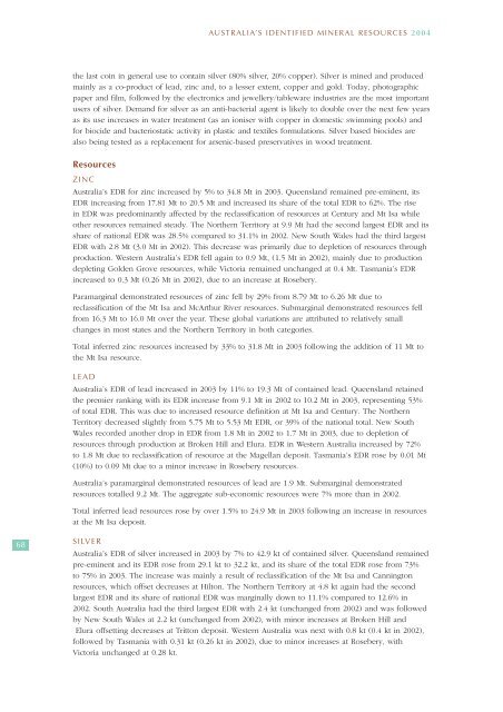 australia's identified mineral resources 2004 - Geoscience Australia