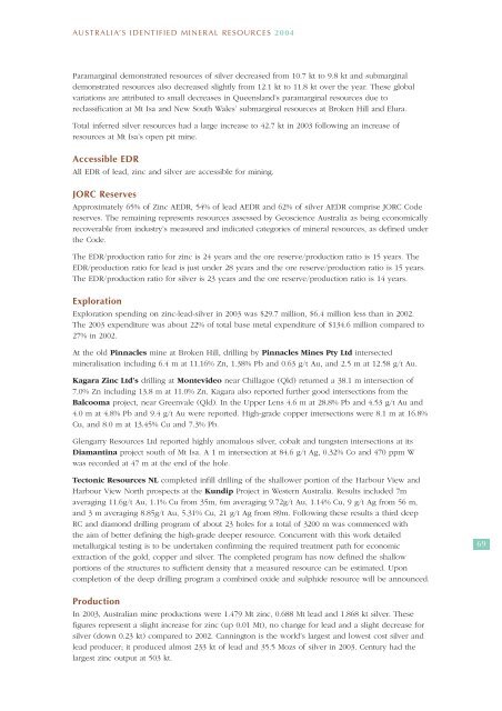 australia's identified mineral resources 2004 - Geoscience Australia