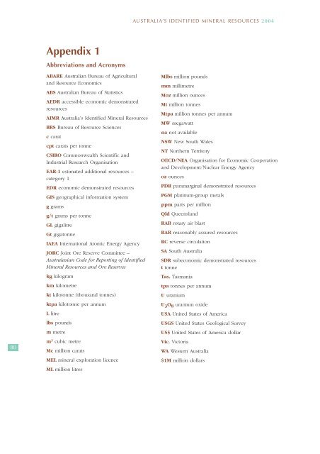 australia's identified mineral resources 2004 - Geoscience Australia