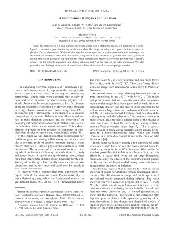 Transdimensional physics and inflation - American Physical Society