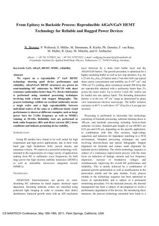 Reproducible AlGaN/GaN HEMT Technology for ... - CS Mantech