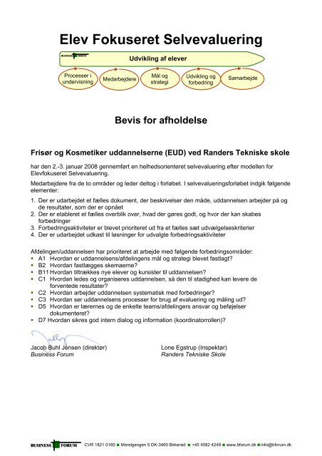 Elev Fokuseret Selvevaluering Bevis for afholdelse - Tradium