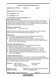 University of Plymouth Module Record Module Code: EOE2506 ...