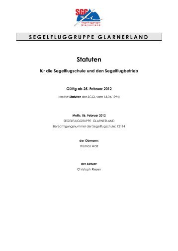 SGGL Statuten 2012 - Segelfluggruppe Glarnerland