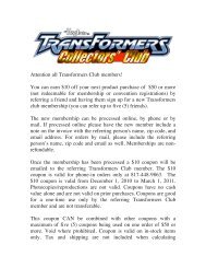 Attention all Transformers Club members! - Transformers Collectors ...