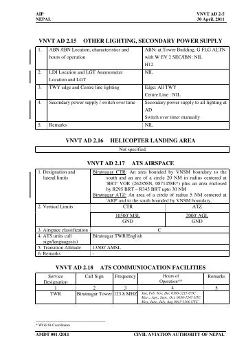 VNVT AD 2-9, 2-19, 2-20.pdf - Civil Aviation Authority of Nepal