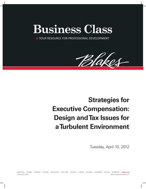 Strategies for Executive Compensation: Design and Tax Issues for a ...