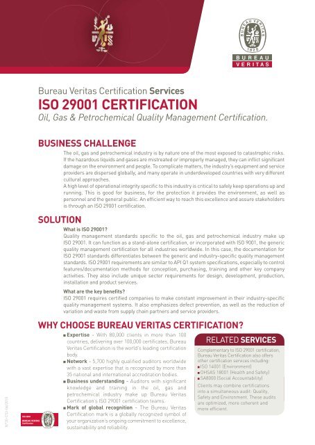 ISO 29001 CERTIFICATION - Bureau Veritas