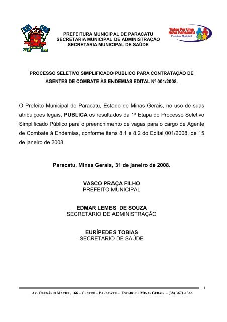 1Âª FASE - CONSCURSO SIMPLIFICADO - Prefeitura Municipal de ...