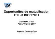 OpportunitÃƒÂ©s de mutualisation ITIL et ISO 27001 - Herve Schauer ...