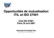 OpportunitÃƒÂ©s de mutualisation ITIL et ISO 27001 - Herve Schauer ...