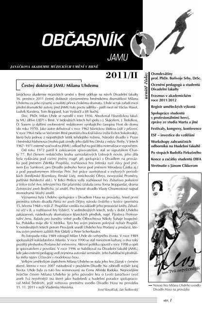 obÄ asnÃk 2/2011 - JanÃ¡Ä kova akademie mÃºzickÃ½ch umÄ›nÃ v BrnÄ›