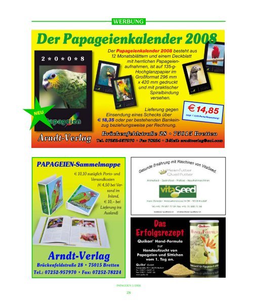 Papageien-Info aus dem Arndt-Verlag