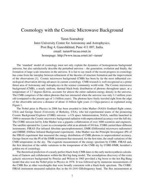 Cosmology with the Cosmic Microwave Background - iucaa