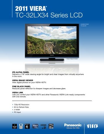 2011 Viera® TC-32LX34 Series LCD - Panasonic