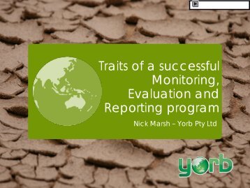 Traits of a successful Monitoring, Evaluation and Reporting program