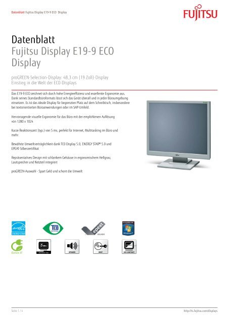 Datenblatt Fujitsu Display E19-9 ECO Display - bei Fujitsu ...