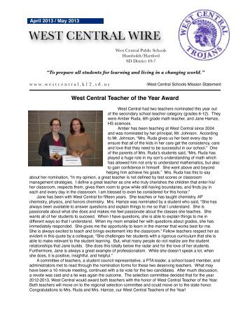 April - May Newsletter - West Central School District