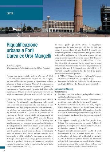 Riqualificazione urbana a Forlì L'area ex Orsi-Mangelli - Audis