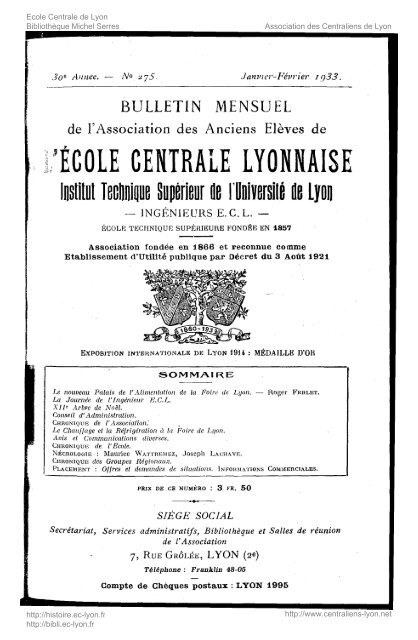 Revue Technica, annÃ©e 1933, numÃ©ro 275 - Histoire de l'Ãcole ...