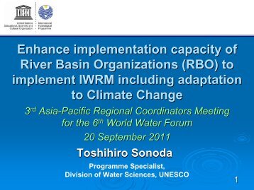 Mr. Toshihiro Sonoda, UNESCO - Asia-Pacific Water Forum