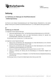 Satzung zur Aufhebung von Satzungen der Stadt Bischofswerda