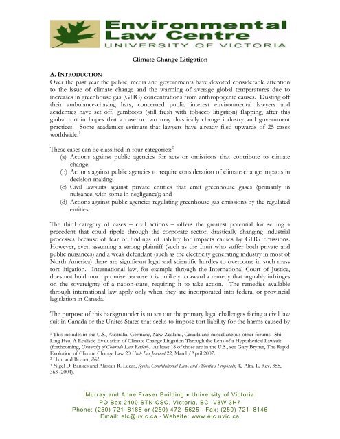Climate Change Litigation - The Environmental Law Centre ...