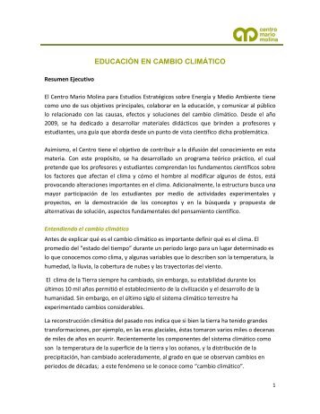 EDUCACIÓN EN CAMBIO CLIMÁTICO - Centro Mario Molina