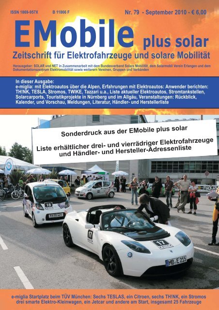 Liste käuflicher Elektroautos - solar+mobil+net