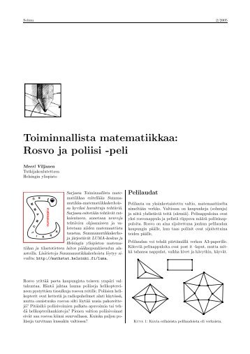 Toiminnallista matematiikkaa: Rosvo ja poliisi -peli - Helsinki.fi