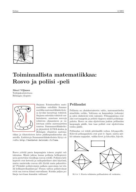 Toiminnallista matematiikkaa: Rosvo ja poliisi -peli - Helsinki.fi
