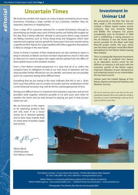 April 2009 (pdf) - Port Nelson