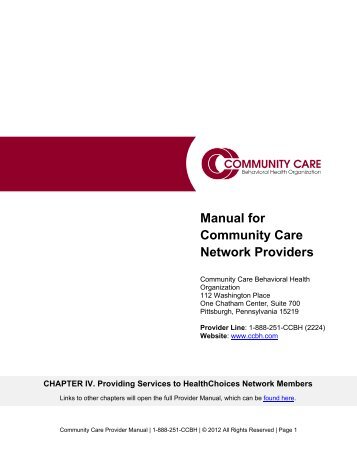 Manual for Community Care Network Providers