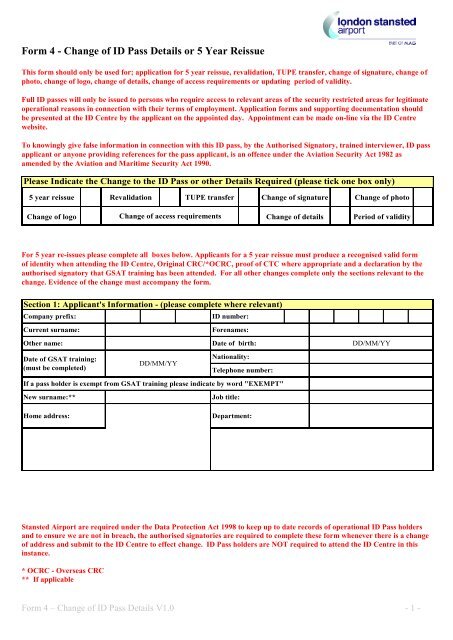 Download Form 4 - London Stansted Airport